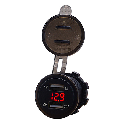 

Car Motorcycle 12V Mobile Phone Car Charger Dual USB 3.1a Cigarette Lighter Charger ModelsBlue 3.1A dual usb voltmeter