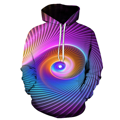 

Men's Plus Size Hoodie Color Block 3D Hooded Daily Weekend Casual Streetwear Hoodies Sweatshirts Rainbow