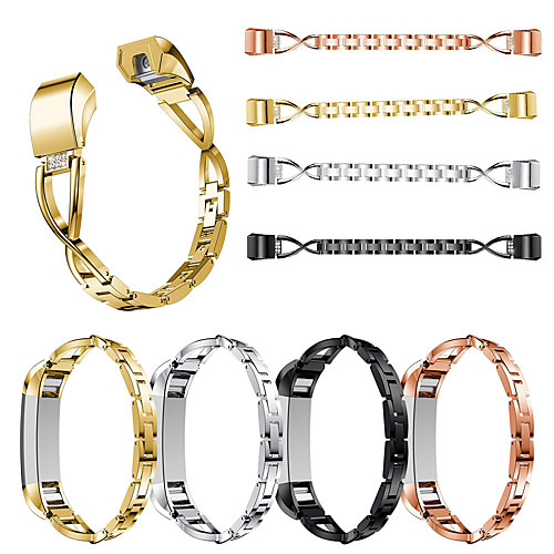 

For Fitbit Alta / Alta HR X-Shape Diamond Fashion Stainless Steel Watchband Wrist Band Strap