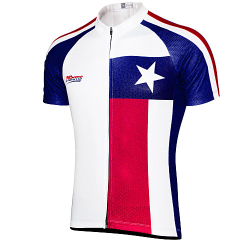 

21Grams Men's Short Sleeve Cycling Jersey Summer Sky BlueWhite Texas National Flag Bike Top Mountain Bike MTB Road Bike Cycling UV Resistant Quick Dry Moisture Wicking Sports Clothing Apparel