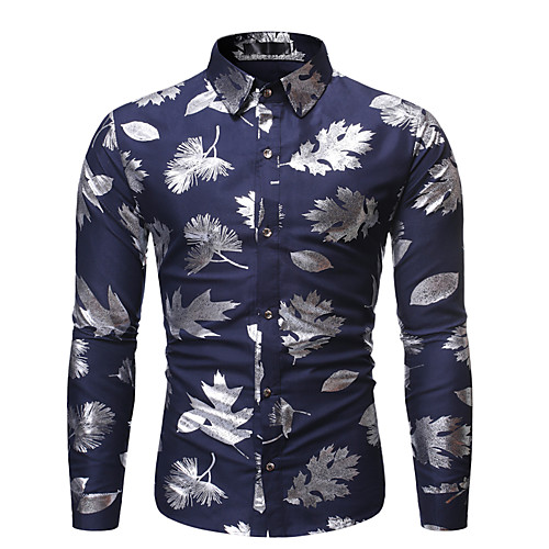 

Men's Shirt Graphic Solid Colored Floral Long Sleeve Party Tops Rock Exaggerated Black Red Navy Blue