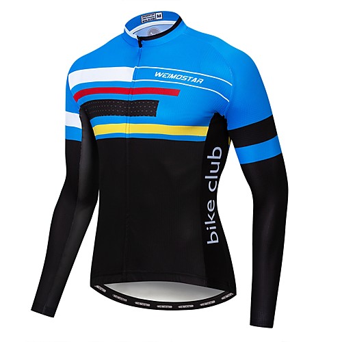 

21Grams Men's Long Sleeve Cycling Jersey Winter Elastane Lycra Polyester Bule / Black Stripes Bike Jersey Top Mountain Bike MTB Road Bike Cycling UV Resistant Quick Dry Moisture Wicking Sports