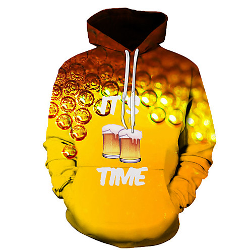 

Men's Hoodie Graphic Color Block 3D Hooded Casual Streetwear Hoodies Sweatshirts Yellow / Letter