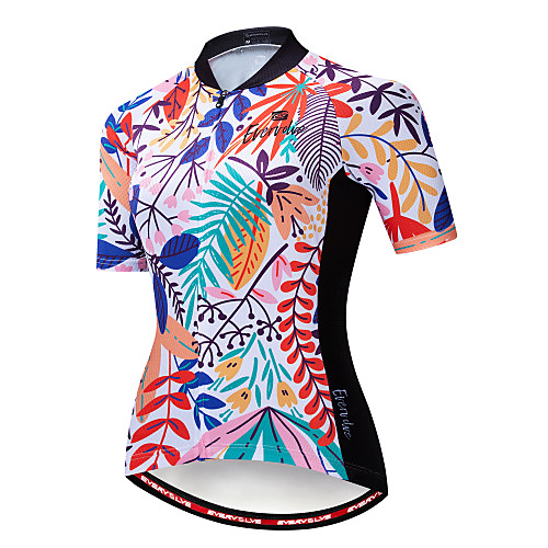

EVERVOLVE Floral Botanical Women's Short Sleeve Cycling Jersey - Camouflage Bike Jersey Top Quick Dry Moisture Wicking Breathable Sports Summer Polyster Lycra Cotton Mountain Bike MTB Road Bike