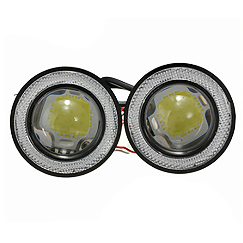 

2Pcs/lot Car Fog lights Universal Waterproof 1200Lm Angel Eyes COB LED DRL Driving Lights 12V 30W Auto Fog Lamp