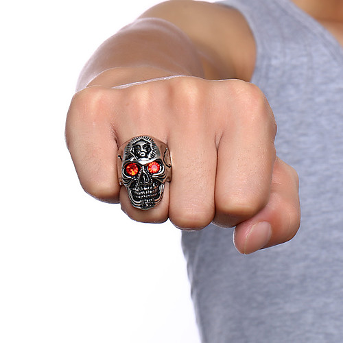 

Men's Band Ring Ring 1pc Silver Titanium Steel Imitation Diamond Statement Unique Design Vintage Party Daily Jewelry Sculpture Skull