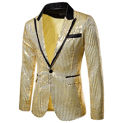 

Men's Blazer Blazer Solid Colored Regular Fit Polyester Men's Suit Blue / Purple / Silver - Notch lapel collar