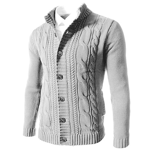 

Men's Solid Colored Cardigan Long Sleeve Sweater Cardigans Round Neck White Black Blue