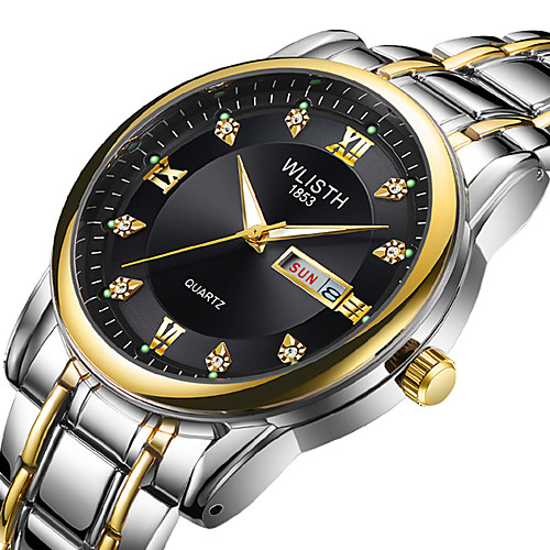

Men's Dress Watch Quartz Formal Style Stylish Stainless Steel Silver / Gold 30 m Calendar / date / day Noctilucent Analog Luxury Fashion - GoldenSilver Gold / Silver / Black Silver One Year Battery