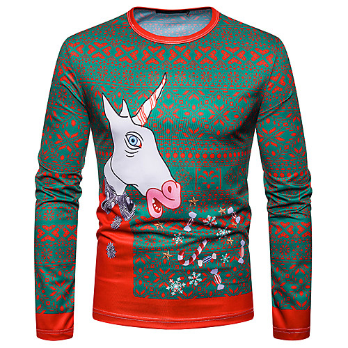 

Men's T shirt Graphic Long Sleeve Daily Tops Rainbow