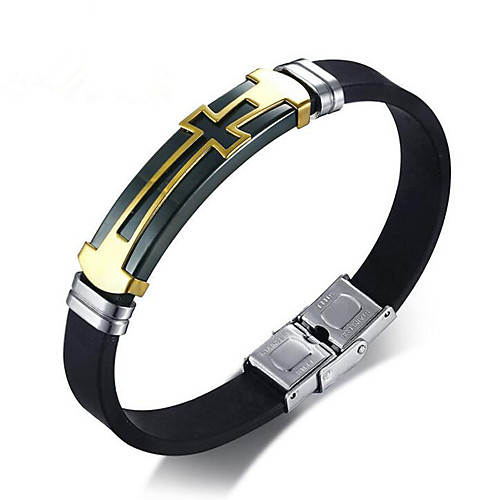 

Men's Leather Bracelet Geometrical Cross Stylish Alloy Bracelet Jewelry Black For Daily
