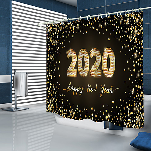 

Christmas Shower Curtains & Hooks Modern Polyester Trend Design