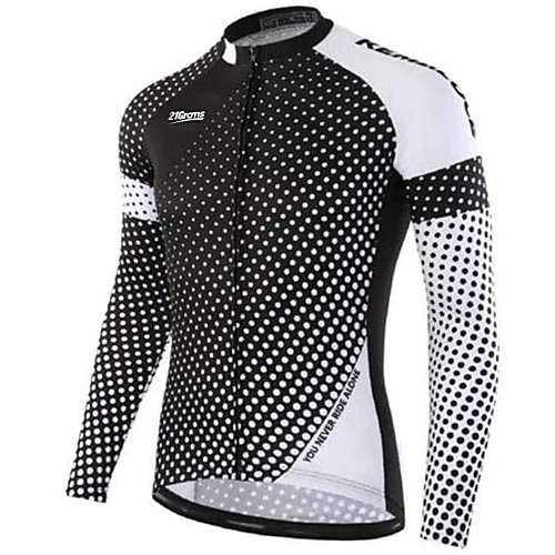 

21Grams Men's Long Sleeve Cycling Jersey Winter Summer Fleece Spandex Polyester BlackWhite Bike Jersey Top Mountain Bike MTB Road Bike Cycling Thermal Warm UV Resistant Anatomic Design Sports
