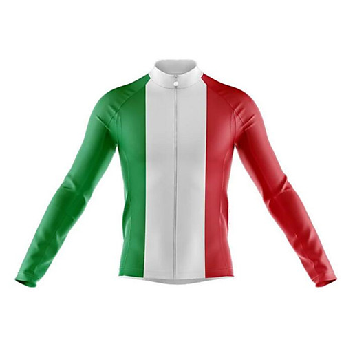 

21Grams Mexico National Flag Men's Long Sleeve Cycling Jersey - Red / White Bike Jersey Top Thermal Warm UV Resistant Anatomic Design Sports Winter Summer Fleece 100% Polyester Mountain Bike MTB Road