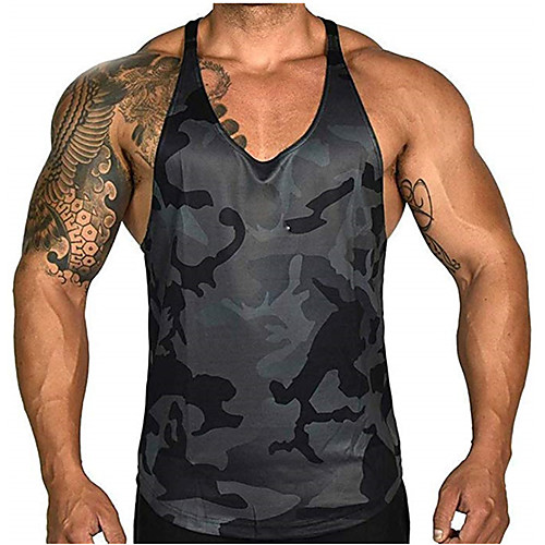 

Men's Sleeveless Workout Tank Top Running Tank Top Running Singlet Racerback Vest / Gilet Summer Cotton Breathable Soft Fitness Gym Workout Running Sportswear White Black Activewear Micro-elastic