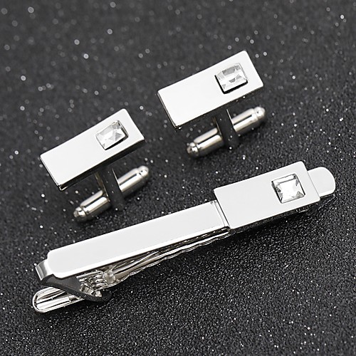 

Tie Clips Cufflink Set European Brooch Jewelry Silver For Daily Work