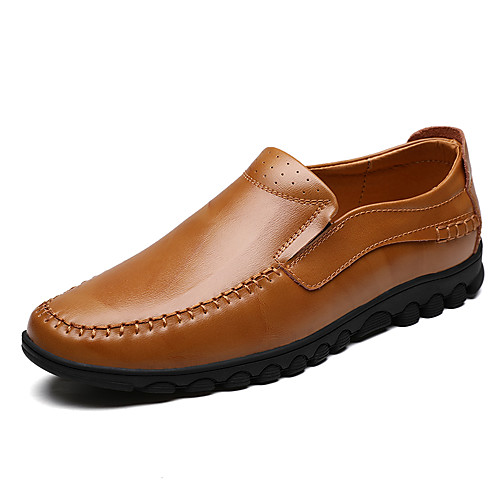 

Men's Fall / Spring & Summer Daily Outdoor Loafers & Slip-Ons Walking Shoes Cowhide Breathable Wear Proof Light Brown / Dark Brown / Black