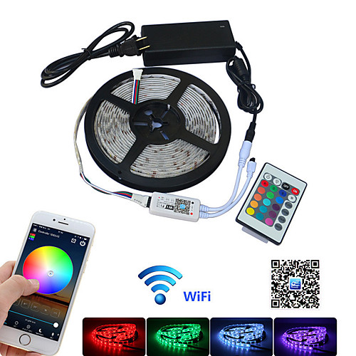 

LED Strip Light RGB Wifi 5m SMD 5050 Led Light Strip Waterproof Tape DC 12V Flexible Fita Neon Ribbon Tape With Wifi Control IP65 1set