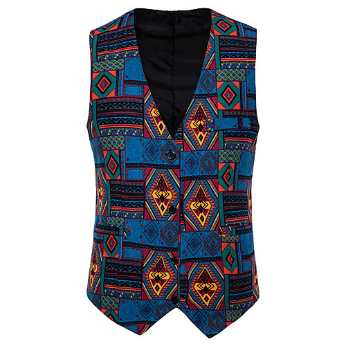 

Men's Vest Slim Cotton Men's Suit Blue - Shawl Lapel