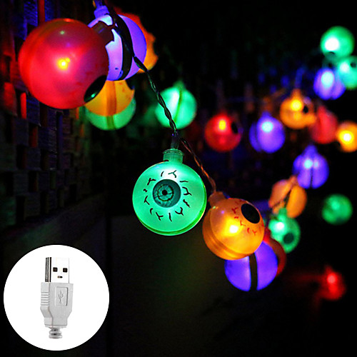 

Halloween String Lights Eyeball Shaped Warm White RGB White USB Party Decorative USB Powered IP44 1pc 3m 20 LEDs
