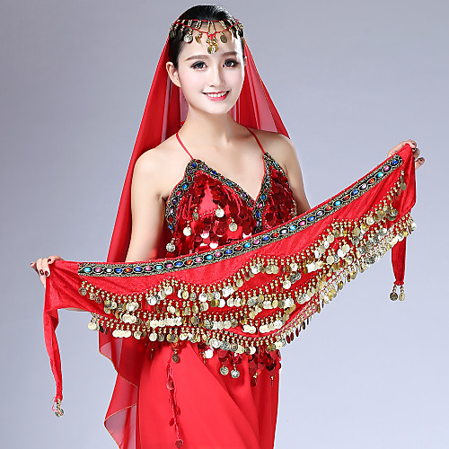 

Belly Dance / Dance Accessories Hip Scarves Women's Training / Performance Gemstone / Metal / Velvet Chiffon Gold Coin / Crystals / Rhinestones Classic Theme Hip Scarf