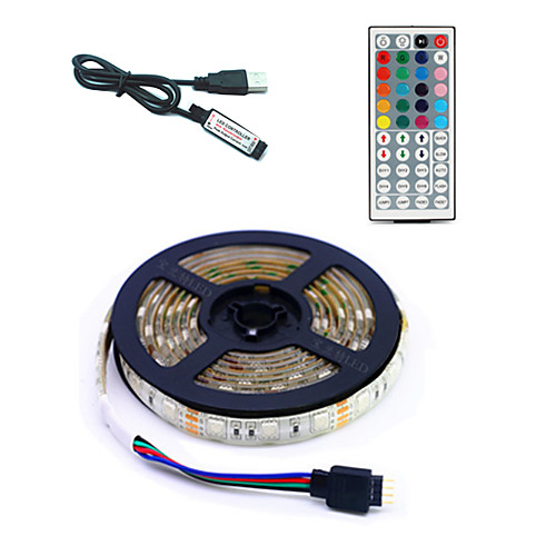 

5m Flexible LED Strip Lights RGB Tiktok Lights Remote Controls 300 LEDs SMD5050 1 44Keys Remote Controller 1 set Multi Color USB Party Decorative 5 V Self-adhesive