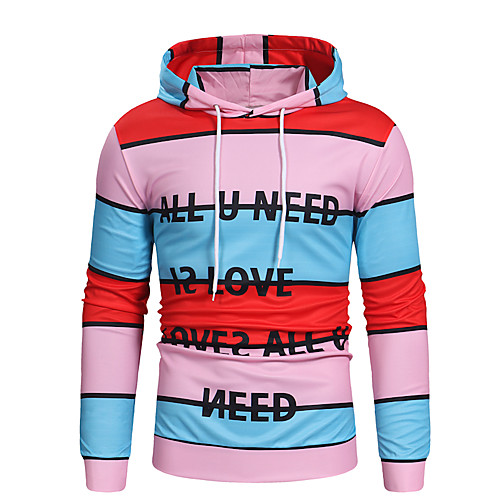 

Men's Pullover Hoodie Sweatshirt Graphic Text Letter Hooded Work Casual Hoodies Sweatshirts Long Sleeve Slim Rainbow