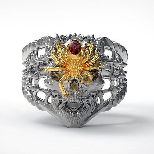 

Men's Ring 1pc Gold Silver Imitation Diamond Alloy irregular Vintage Punk Trendy Daily Jewelry Vintage Style Skull Spiders