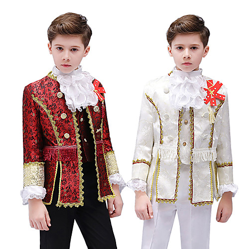 

Retro Vintage Medieval Prince Aristocrat Coat Corset Pants Outfits Kid's Boys' Costume Wine / Red / Beige Vintage Cosplay Long Sleeve Party Pantsuit / Jumpsuit / Vest / Collar
