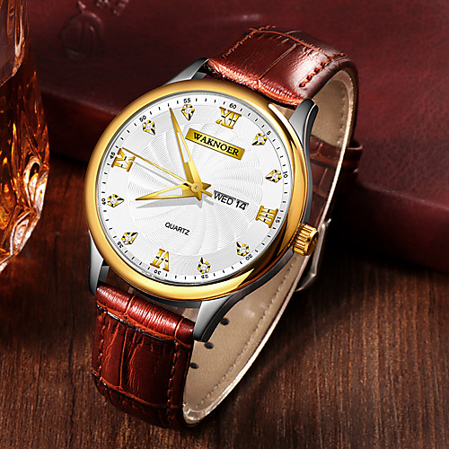 

Men's Dress Watch Quartz Formal Style Stylish PU Leather Brown 30 m Water Resistant / Waterproof Calendar / date / day Noctilucent Analog Luxury Fashion - White / Brown Black / Brown One Year Battery