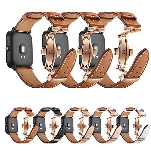 

Rose Gold Butterfly Buckle Genuine Leather Straps for Huami Amazfit Bip Lite Youth Watch Strap