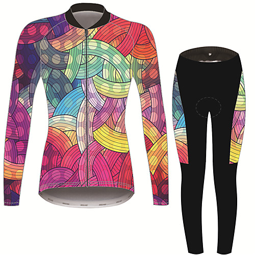 

21Grams Women's Long Sleeve Cycling Jersey with Tights Winter Fleece Pink / Black Rainbow Bike Clothing Suit Thermal Warm Anatomic Design Ultraviolet Resistant Quick Dry Breathable Sports Rainbow