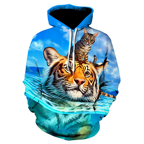 

Men's Hoodie Tie Dye 3D Hooded Casual Halloween Hoodies Sweatshirts Blue