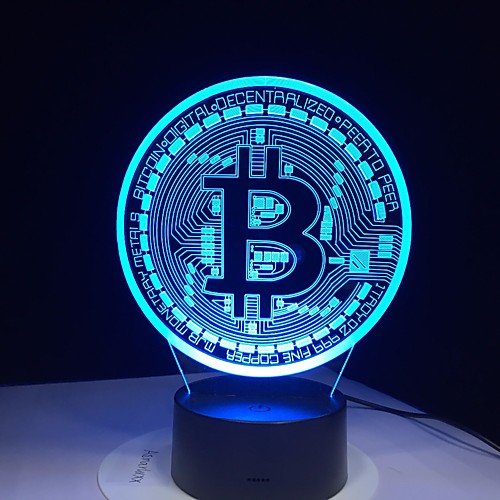 

3D Led Lamp Bitcoin Sign modeling night lights 7 colors Usb coin desk lamp baby bedroom sleep lighting fixture Decoration gifts