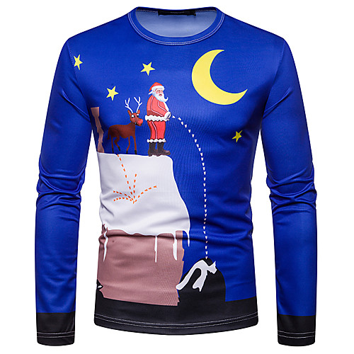 

Men's T shirt Graphic Long Sleeve Daily Tops Rainbow