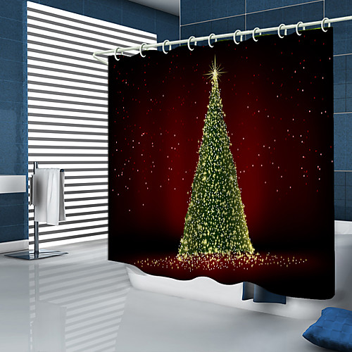

Christmas Shower Curtains & Hooks Modern Polyester Trend Design