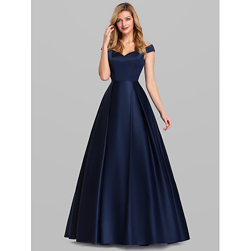 

Ball Gown Elegant Quinceanera Prom Dress Off Shoulder Short Sleeve Floor Length Satin with Pleats 2021