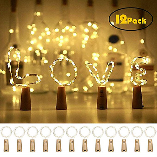 

12pcs 20 LED Wine Bottle Lights Copper Wire Fairy String Light Warm White Bottle Stopper Atmosphere Lamp for Christmas Xmas Holiday Festival DIY Home Party Decoration Present Gift