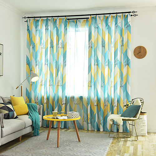 

Geometric Room-darkening Two Panels Curtain Living Room Curtains