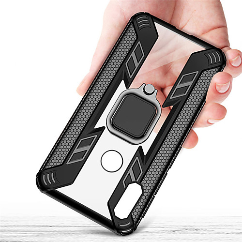 

Shockproof Transparent Armor Phone Case For Huawei Y7 Y9 Y6 2019 P Smart Plus 2019 Honor 10 Lite Magnetic Holder Ring Back Cover Silicone Soft TPU Edge Protective