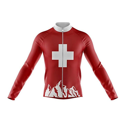 

21Grams Men's Long Sleeve Cycling Jersey Winter Summer Spandex Polyester Red Solid Color Bike Jersey Thermal Warm UV Resistant Anatomic Design Quick Dry Breathable Sports Solid Color Mountain Bike