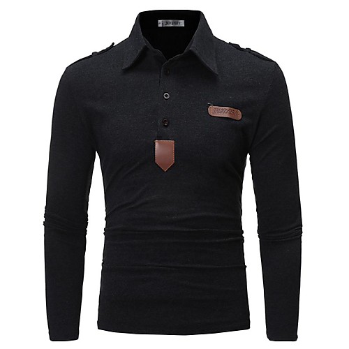 

Men's Solid Colored Polo Business Elegant Daily Work Shirt Collar White / Black / Dark Gray / Long Sleeve