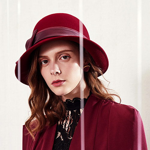 

100% Wool Hats with Satin Bowknot 1pc Casual / Daily Wear Headpiece