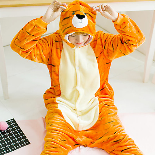 

Adults' Kigurumi Pajamas Tiger Onesie Pajamas Flannelette Orange Cosplay For Men and Women Animal Sleepwear Cartoon Festival / Holiday Costumes