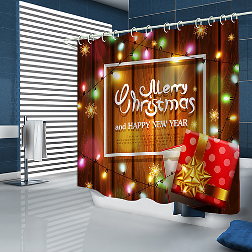 

Christmas Shower Curtains & Hooks Modern Polyester Trend Design
