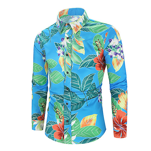 

Men's Shirt Geometric 3D Long Sleeve Daily Tops Rainbow