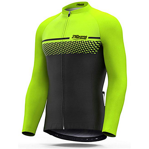 

21Grams Men's Long Sleeve Cycling Jersey Winter Summer Spandex Polyester Green / Black Patchwork Bike Jersey Top Mountain Bike MTB Road Bike Cycling Thermal Warm UV Resistant Anatomic Design Sports