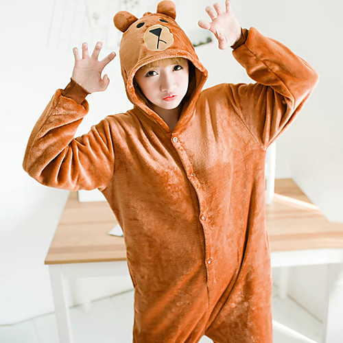 

Adults' Kigurumi Pajamas Bear Onesie Pajamas Flannelette Brown Cosplay For Men and Women Animal Sleepwear Cartoon Festival / Holiday Costumes