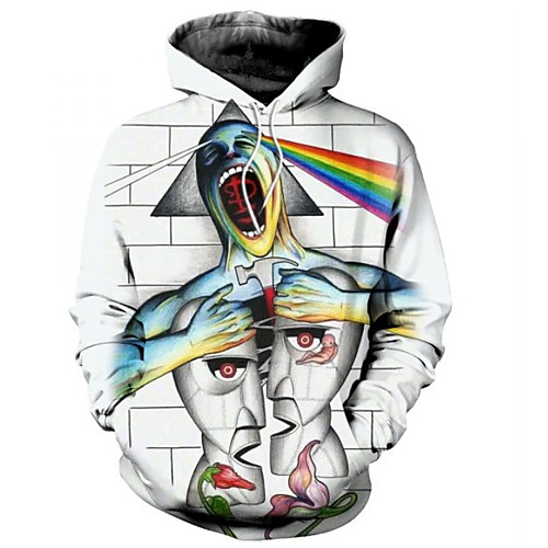 

Men's Hoodie Portrait Hooded Casual Hoodies Sweatshirts White