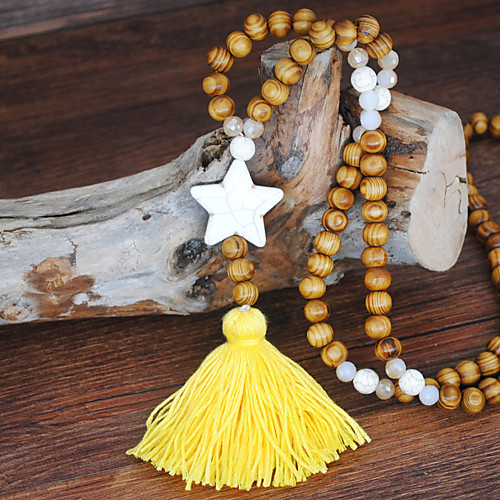 

Women's Brown White Pendant Necklace Necklace Cross Heart Star Butterfly Peace Sign Ethnic Fashion Vintage Trendy Cord Wood Stone Black Yellow Red Pink Rose Red 90 cm Necklace Jewelry 1pc For Street